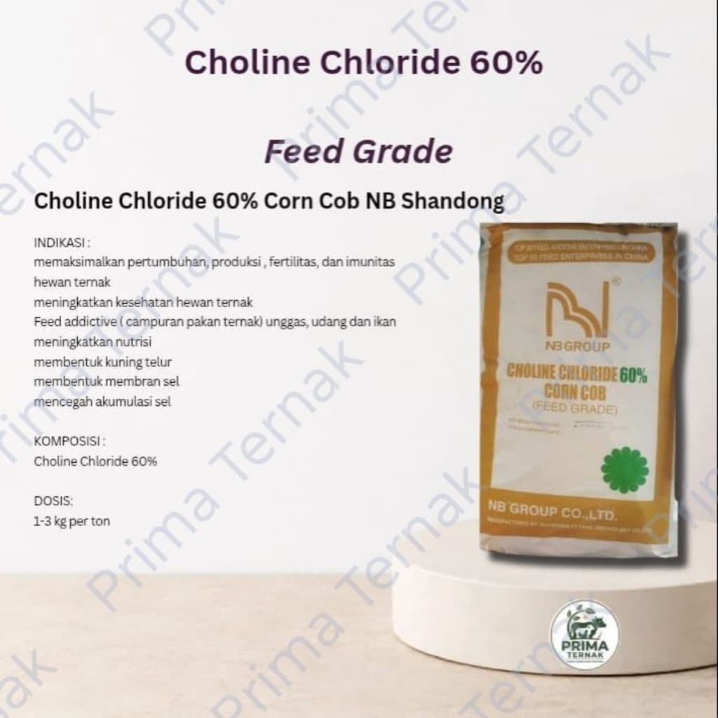 Choline Chloride 60% Corn Cob NB Shandong 25 kg untuk ternak