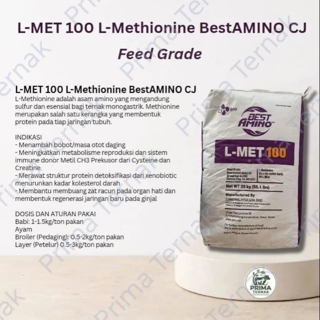L-MET 100 L-Methionine BestAMINO CJ untuk Hewan